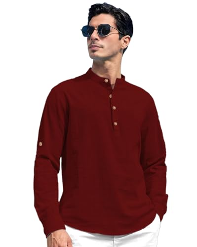 Image of Vida Loca Men Solid Cotton Blend Straight Kurta Shirt