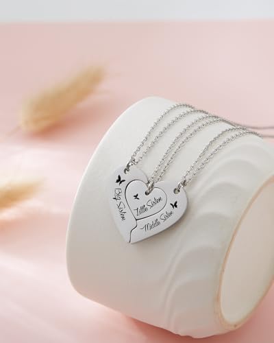 HOFOYA Sisters Best Friends Forever Matching BFF Necklace Set for 2 3 4,Mom Daughter Necklaces,Friendship Necklace,Christmas Birthday Gift for Women Teens BFF Sister.2
