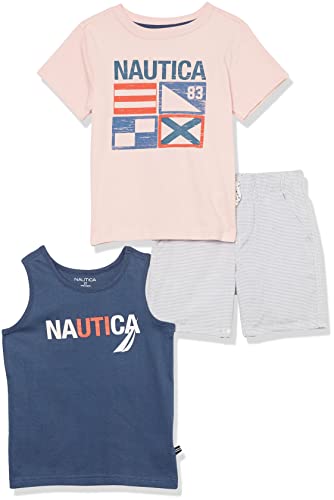 Ensemble Nautica garçons 3 pièces vetement enfant avec tee shirt debardeur et short denim foncé
