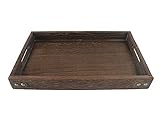 12.5 Inch Little Storage Tray with Handles, Wood Serving Tray, Decorative Nesting Tray for Cups,...