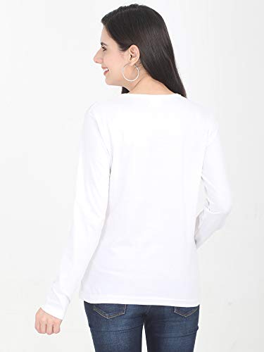 Image of FLEXIMAA Women's Cotton Plain Round Neck Full Sleeve T-Shirt
