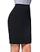 Kate Kasin Women's Black Skirt Stretch Knee Length Pencil Skirts High Waisted Slim Fit Business Casual Skirt Small