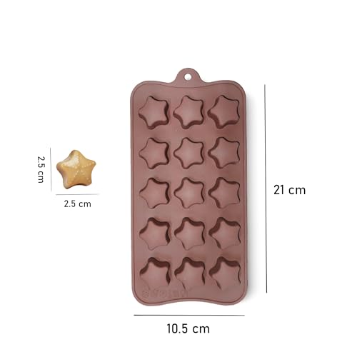 Image of HS Star Silicone Mould, Non-Stick Food Grade Silicone Mould for Chocolate, Candy, Jelly & Ice Cube (Brown)