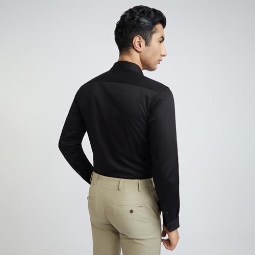 Image of Raymond Men's Slim Fit Solid Pattern Pure Cotton Semi Cut Away Collar Full Sleeve Formal Shirt