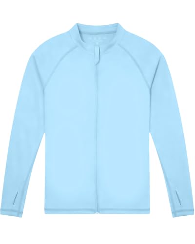 Image of Roadbox UPF 50+ Boys Zip Up Rash Guard Kids Long Sleeve Swim Shirt