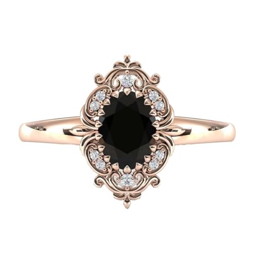 Oval Cut Black Diamond Wedding Ring for Women | 1CT-3CT Solitaire Antique Black Engagement Ring | Handmade Moissanite/Onyx Jewelry | Silver/Gold Anniversary Ring for Her/Gifts (Main Stone : 3.00 Carat)