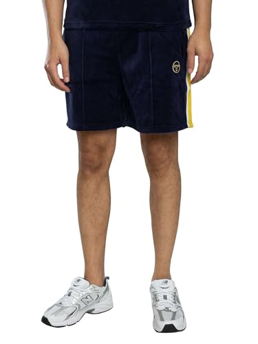 Image of Sergio Tacchini Monte Velour Shorts, Maritime Blue/Mango Mint (UK, Alpha, L, Regular, Regular, Maritime Blue/Mango Mint)