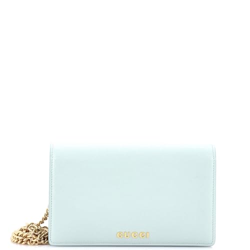 Pre-Loved Script Logo Chain Wallet Leather Small, Green