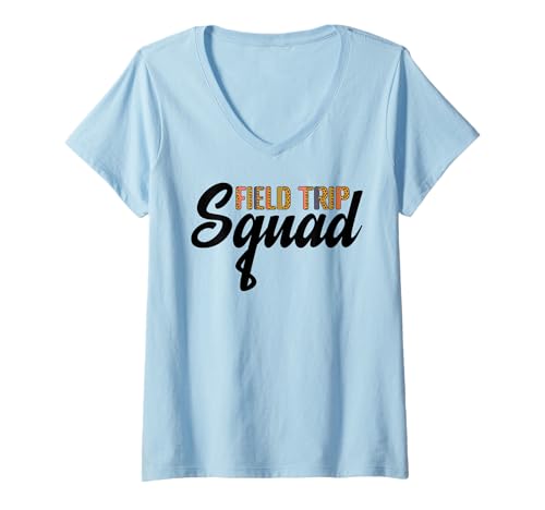 Donna Field Trip Squad Field Day, leopardo vintage retrò Maglietta con Collo a V