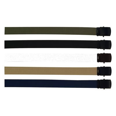 Army Camouflage Solid Color Military Web Belt (Black - Black Buckle, 64