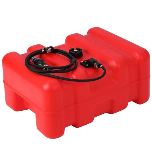 Amenitlif 14.5 Gallon Marine Portable Boat Gas Tank with i-Shaped Handle Fuel Level Indicator & Built-in Filter High-Quality Outboard boat Fuel Tank with Sealing/Venting Modes
