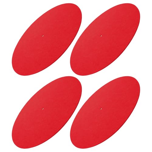 Cabilock Alfombra Redonda Antideslizante de 12 Pulgadas 295 CM para Tocadiscos Tapete de Fieltro de Lana en Color Rojo 4 Piezas Adecuado para Protección y Reducción de Ruido en