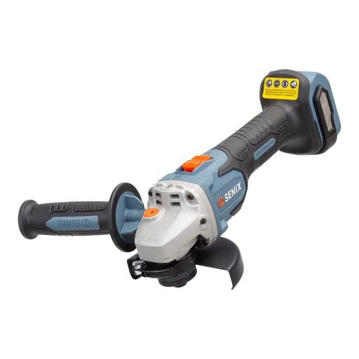 SENIX PAX2125-M2-0 X2 20 Volt Max* 5-Inch Brushless Angle Grinder Tool, 8500 RPM Max, 3-Position Auxiliary Handle, Spring-Loaded Safety Slide Switch, Tool Only, Battery Not Included