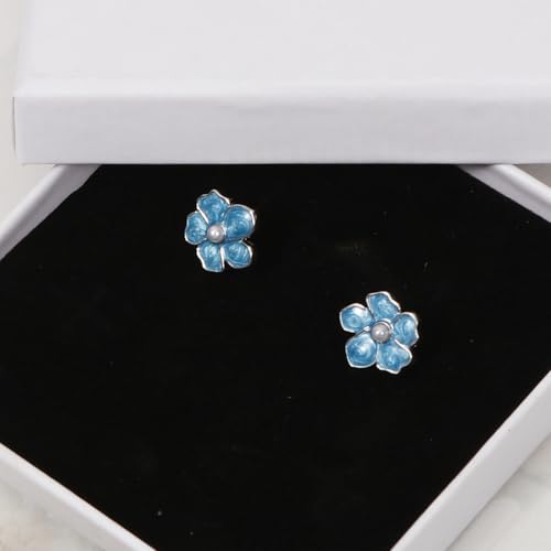 Forget Me Not Flower Stud Earrings 925 Sterling Silver Earrings Blue Earrings Dainty Cute Earrings for Women4