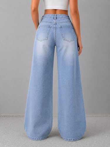 Image of ADBUCKS Baggy Jeans for Women || Women,s Loose Jean Pants || Oversized Jean's for Women's || Wide Leg Jean,s for Woman || Casual Jins for Woman's