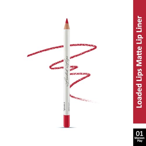 Image of Glam21 Loaded Lips Matte Lip Liner For Clean Contoured Lip | Creamy, Easy Slide Formula | Renders Perfect Pout & Long-Lasting | Waterproof | Transfer-Proof Matte Finish | One-Stroke Color Application | Non-Drying | Shade - 01 Maroon Play