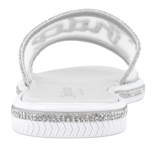 Image of Juicy Couture Women's Slide Sandals - Glitter Bling Open Toe Sparkle Flats - Dressy Summer Casual Footwear