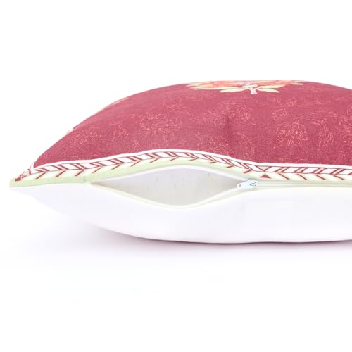 Image of haus & kinder Decorative Cushion Cover 100% Cotton Digital Printed Rouge and Rose Cushion Covers for Living Room, Aesthetic Decor | Pack of 3, 16 Inch x 16 Inch