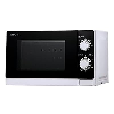 Sharp R200WW Solo-Mikrowelle / 20 L / 800 W / 5 Leistungsstufen / Timer von 35 Minuten bis 00 Sekunden / gewichtgesteuertes Auftauen / Energiesparmodus / Glasdrehteller (25,5 cm) / weiß