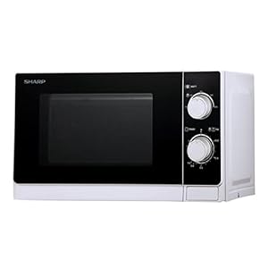 Sharp R200WW Solo-Mikrowelle / 20 L / 800 W / 5 Leistungsstufen / Timer von 35 Minuten bis 00 Sekunden / gewichtgesteuertes Auftauen / Energiesparmodus / Glasdrehteller (25,5 cm) / weiß