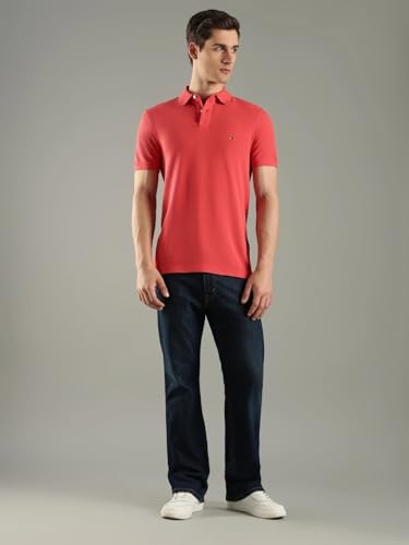 Image of Tommy Hilfiger Solid Regular fit Cotton Polo t-Shirt