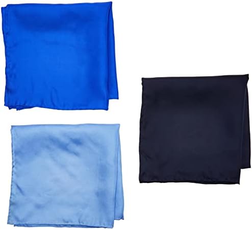 STACY ADAMS Men's 100% Silk Hand Rolled 17"x 17" Pocket Square Three Piece Set, Navy/Royal/Powder, One Size