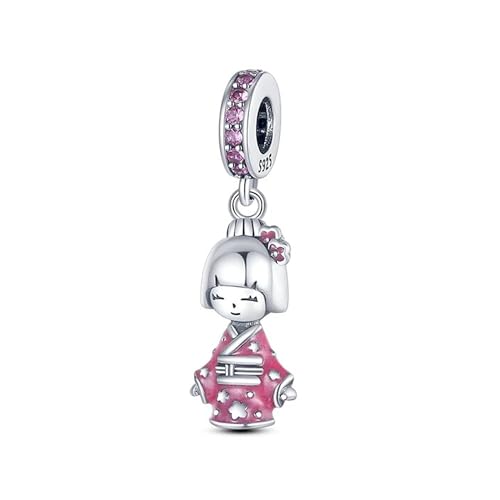 Japanese Women Traditional Cloth Charm, Japanese Pendant Charm, 925 Sterling Silver, Gift For Wife, Women, Friends, Family, Compatible To Pandora