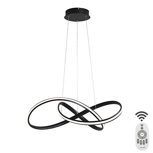 SXSHEYS Lámpara Colgante contemporánea de Anillo Irregular, luminaria acrílica para Sala de Estar o Dormitorio, Moderna lámpara de araña LED Negra de 50 cm (20 Pulgadas), Fabricada en China.