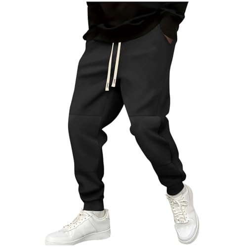Mens Color Block Sweatpants Fall Casual Drawstring Elastic Waist Jogger Pant with Pocket Fashion Straight Trouser