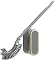 NEWBOVIK Under-Rim Toilet Bowl Brush and Holder Set (Gray), No Dead Corner Toilet Cleaning Brush, Curved Toilet Brush for Bathroom, Compact Toilet Scrubber, Extra Long and Solid Handle Cleaning Brush