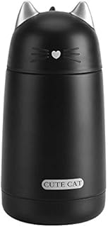 330Ml Cute Cat Mug Form Thermo Mug Cat Thermos Flask Cup Water Bottle Coffee Hot Drink Cup Stainless Steel Travel Sport Gift for Women Lovers Children Black
