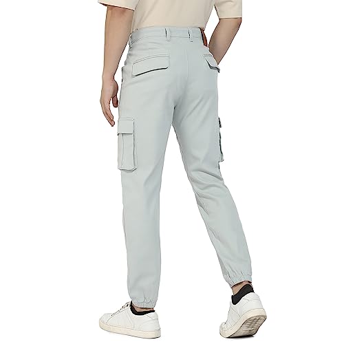 Image of CAHOOT Men's Cuffed Hem Cargo Trousers for Casual Wear | 6 Pockets | Regular Fit | Button Closure | Cotton Poly Cargo Pant Crafted with Comfort Fit for Everyday Wear