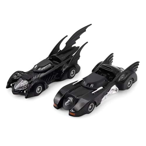 Image of Bat-Mobile Diecast Car - 1:36 Scale Alloy Superhero Vehicle with Light & Sound, Pull-Back Toy Car for Kids, Collectors & Movie Fans (2 Pack, Black)