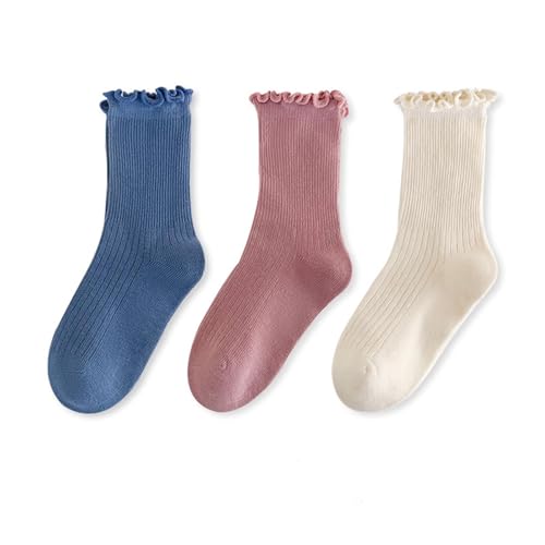 3-Pack Socks for Girls Fashion Cute School Uniform Breathable and Soft for Babay Girl Warm Comfortable Soft Crew Sock2