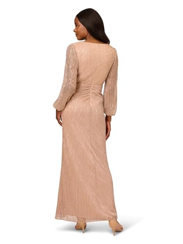 Image of Adrianna Papell Women's Metallic Mesh Draped Gown