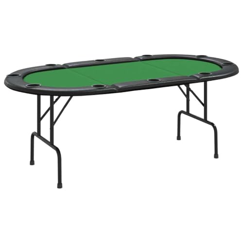 vidaXL Pokertisch, Spieltisch mit Getränkehaltern, Klappbarer Poker Tisch in Casinoqualität, Casino Kartenspiel Tisch für 10 Spieler, Grün, 207x106x76 cm