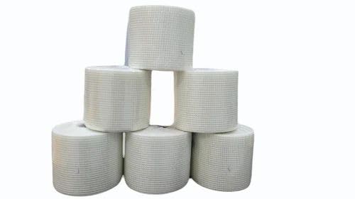Pack of 6 Fiber Mesh Glass Coated Roll 6 Inch X 50 Mtr 45 Gsm for Waterproofing, Roof/Crack Patch/Wall Repair, Wall Coating/Plastering mesh, Chicken mesh, Murga Jali