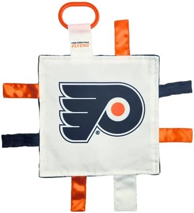 The Learning Lovey Philadelphia Flyers Baby Tag Toy, NHL Hockey Sensory Crinkle Toys, Soft & Safe, Ideal Stroller, BPA-Free with Clip, 8" x 8" image 3