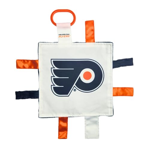 Image of The Learning Lovey Philadelphia Flyers Baby Tag Toy, NHL Hockey Sensory Crinkle Toys, Soft & Safe, Ideal Stroller, BPA-Free with Clip, 8 inch x 8 inch
