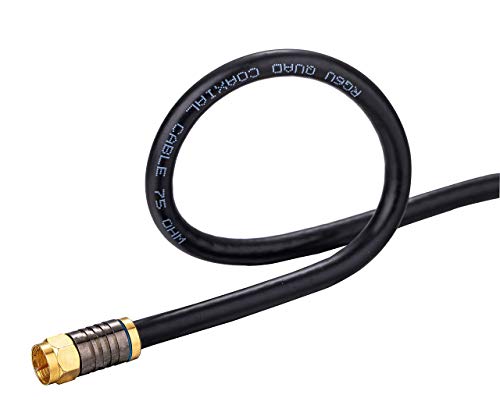 Cables Direct Online 75Ft Black Quad Shield Rg6 Coax Cable F Pin Coaxial Tip Bnc Extension Wire For Satellite Dish Cable Tv Antenna #TOP4