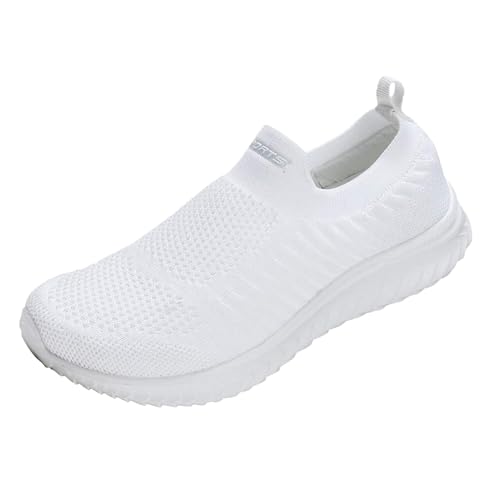 Zapatillas de deporte para mujer, de malla, cómodas, antideslizantes, modernas, ligeras, para correr, tenis, fitness, correr, caminar, transpirables, supersuaves, ultracojines, Blanco, 40 EU