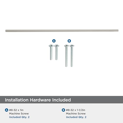 Image of Amerock 18-7 /8 inch Bar Pulls Satin Nickel Drawer Pull | 18-7 /8 inch (480mm) Center-to-Center Mounting Distance and 22-1 /16 inch Overall Length, Durable Carbon Steel Cabinet Hardware