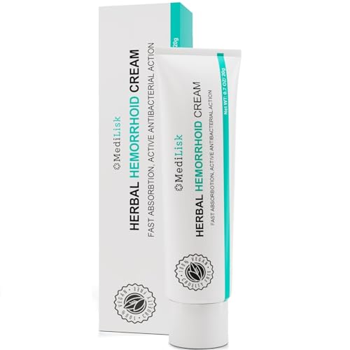 MediLisk Herbal Hemorrhoid Cream Hemorrhoid Treatment Fast Acting Formula for Supporting with Itching & Burning Non-Steroidal Natural Formula 0.7 oz Pack of 1