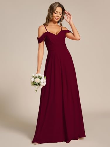 Ever-Pretty Women's V Neck Pleated Sleeveless Chiffon Floor Length A Line Bridesmaid Dresses 023544