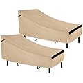 NEVERLAND Chaise Lounge Cover 2 Pack - 420D Lounge Chair Covers Waterproof Outdoor with Air Vent and Adjustable Buckles All Weather Protection - 80L x 32W x 25H inch Golden