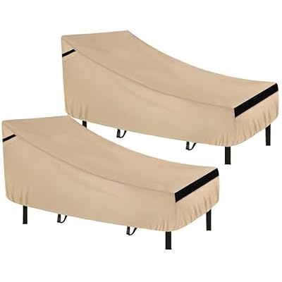 NEVERLAND Chaise Lounge Cover 2 Pack - 420D Lounge Chair Covers Waterproof Outdoor with Air Vent and Adjustable Buckles All Weather Protection - 80L x 32W x 25H inch Golden