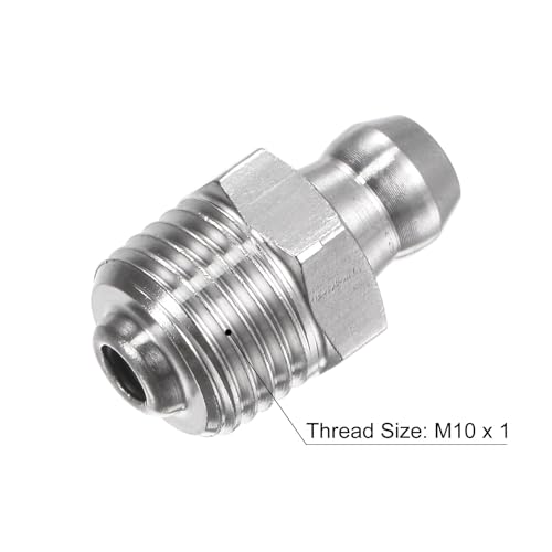 Image of uxcell 201 Stainless Steel Straight Grease Fitting M10 x 1mm Thread Hydraulic Grease Fitting Accessories, 30Pcs