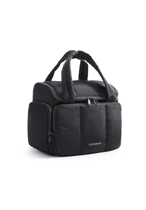 BAGSMART Travel Toiletry Bag for Women with Puffy Water-Resistant Fabric, Roomy Makeup Bag Organi...