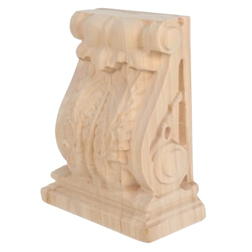 Ménsulas de madera maciza talladas a mano de estilo clásico con acabado caqui para baldas
