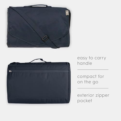 Image of Little Unicorn 5'x10' XL Outdoor Family Picnic & Beach Blanket | Durable & Water-Resistant Fabric | Compact Fold & Easily Wipes Clean | Zipper Pocket (Navy Plaid)